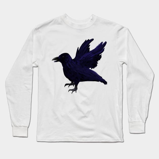 Raven Taking Flight Long Sleeve T-Shirt by FernheartDesign